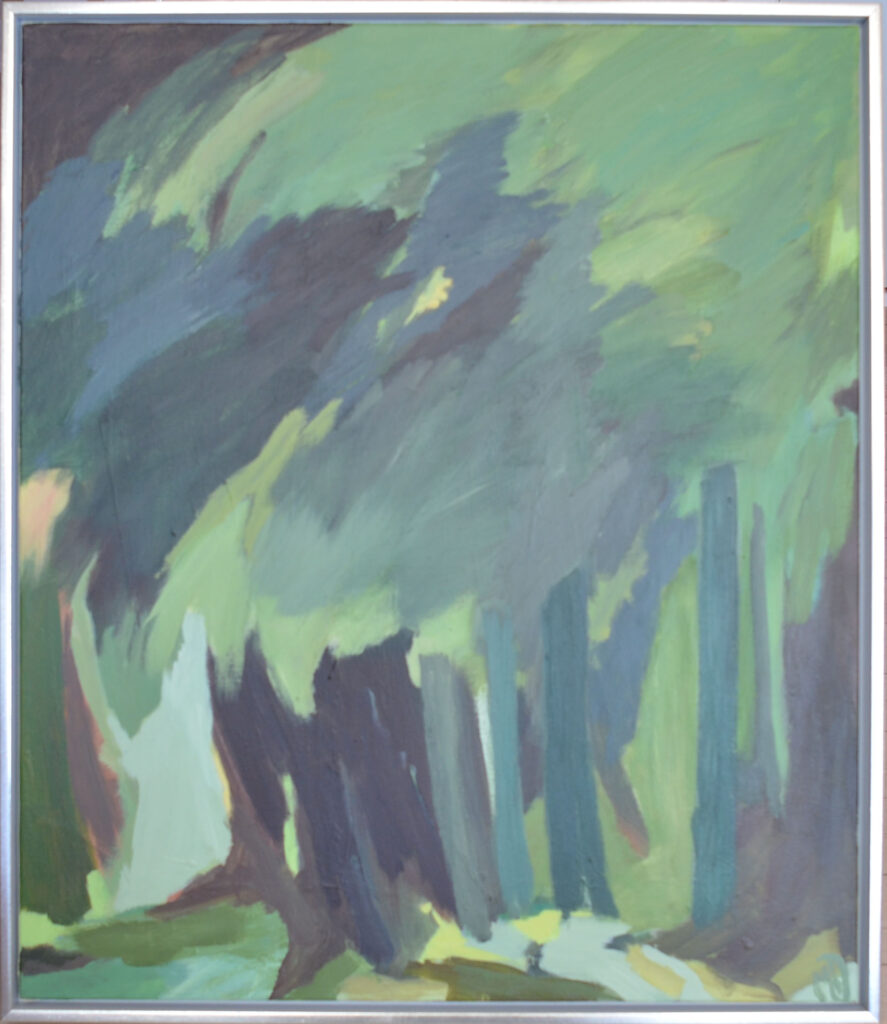 Bevoksning med eg, 60x70 akryl