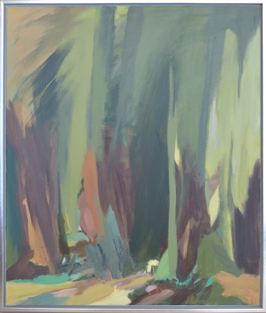 Bevoksning med gran, 60x70 akryl